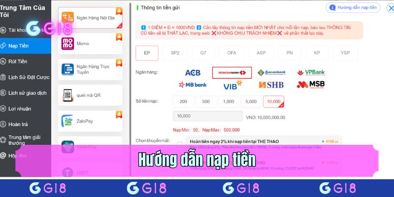 Hướng dẫn nạp tiền